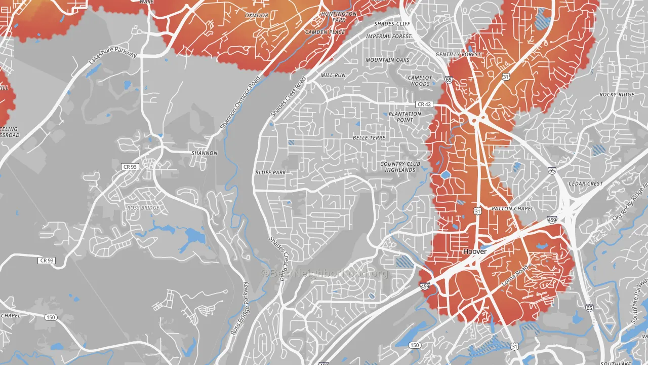 Transit Grade map of 35226, AL