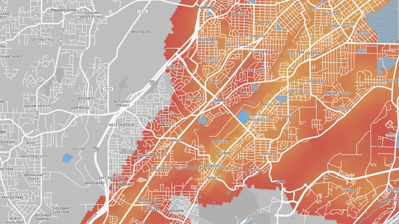 Transit Grade map of 35228, AL