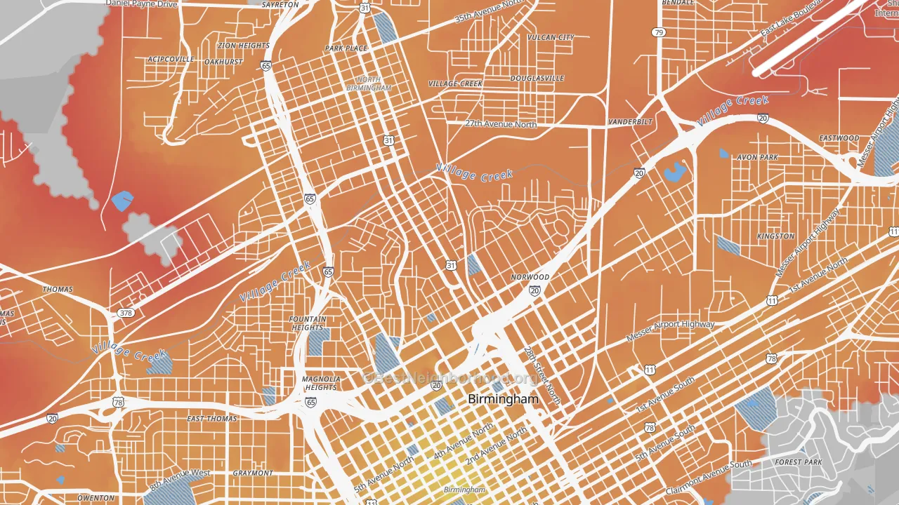 Transit Grade map of 35234, AL