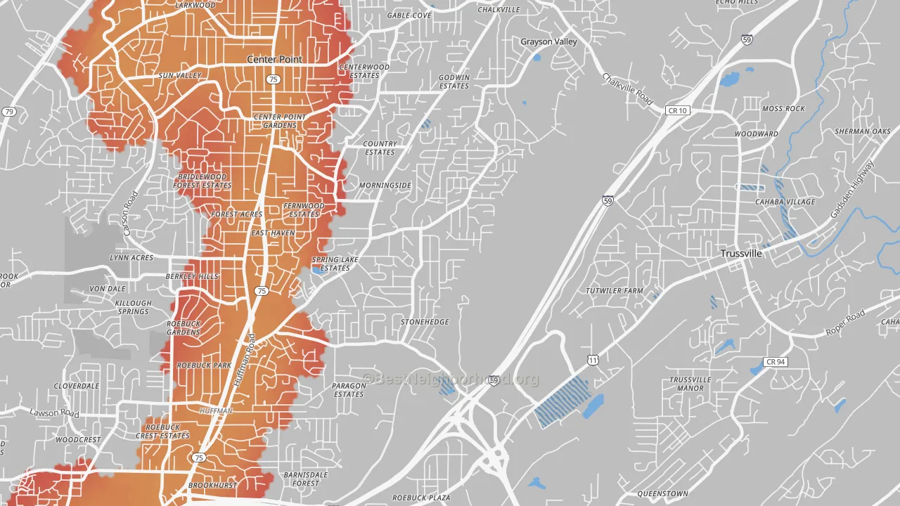Transit Grade map of 35235, AL