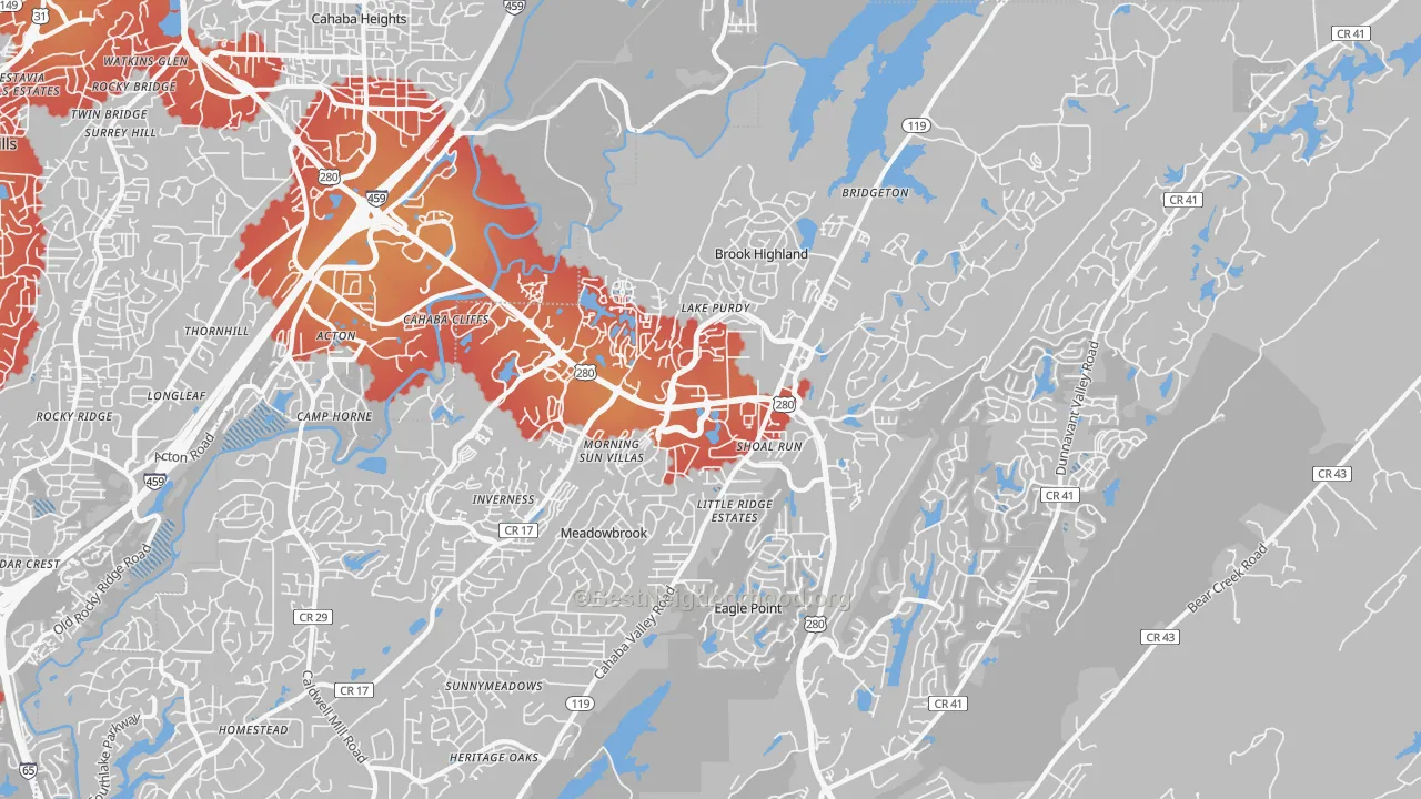 Transit Grade map of 35242, AL