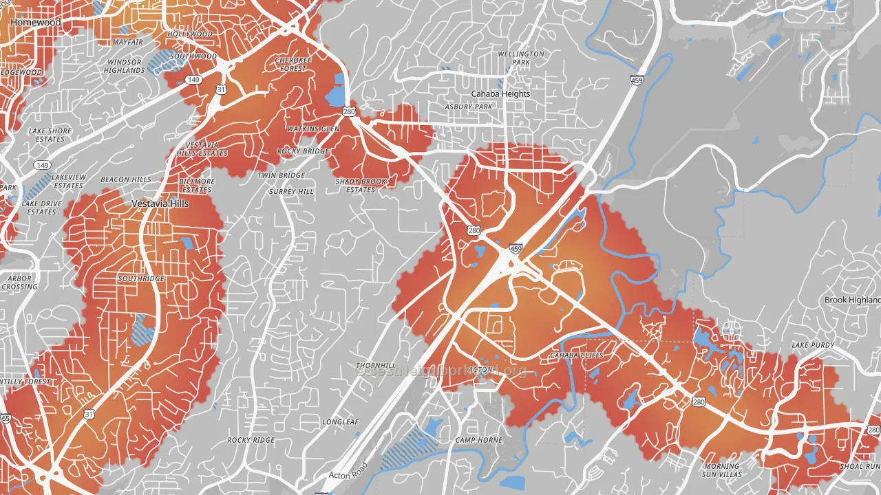 Transit Grade map of 35243, AL