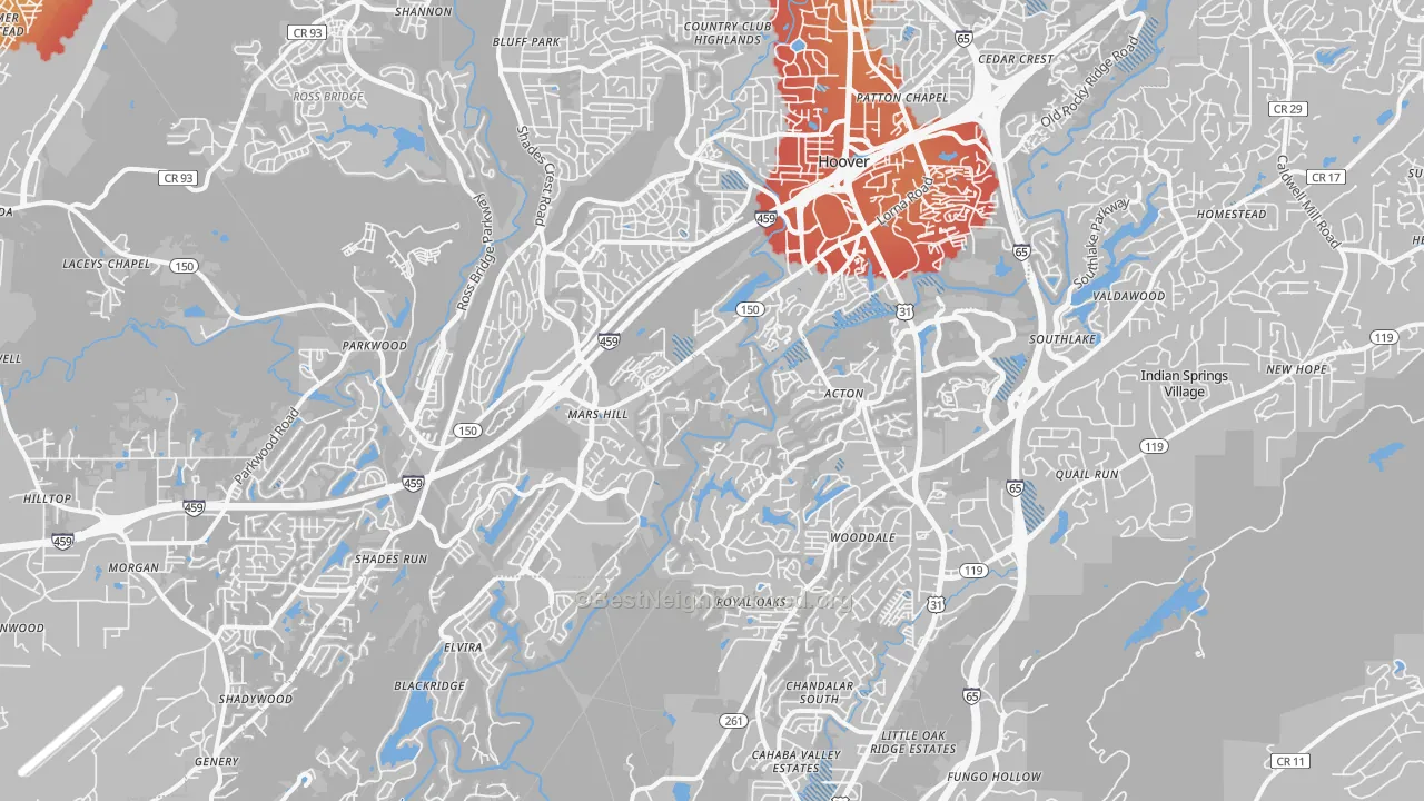 Transit Grade map of 35244, AL