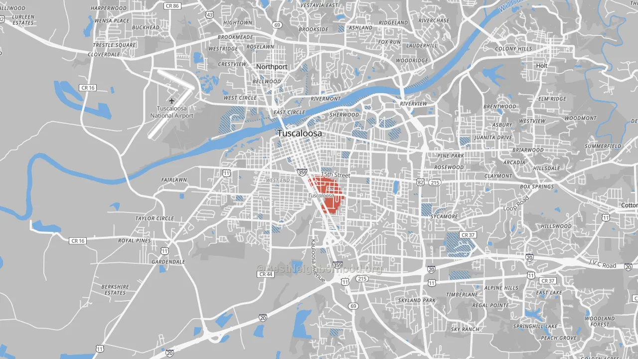 Transit Grade map of 35401, AL