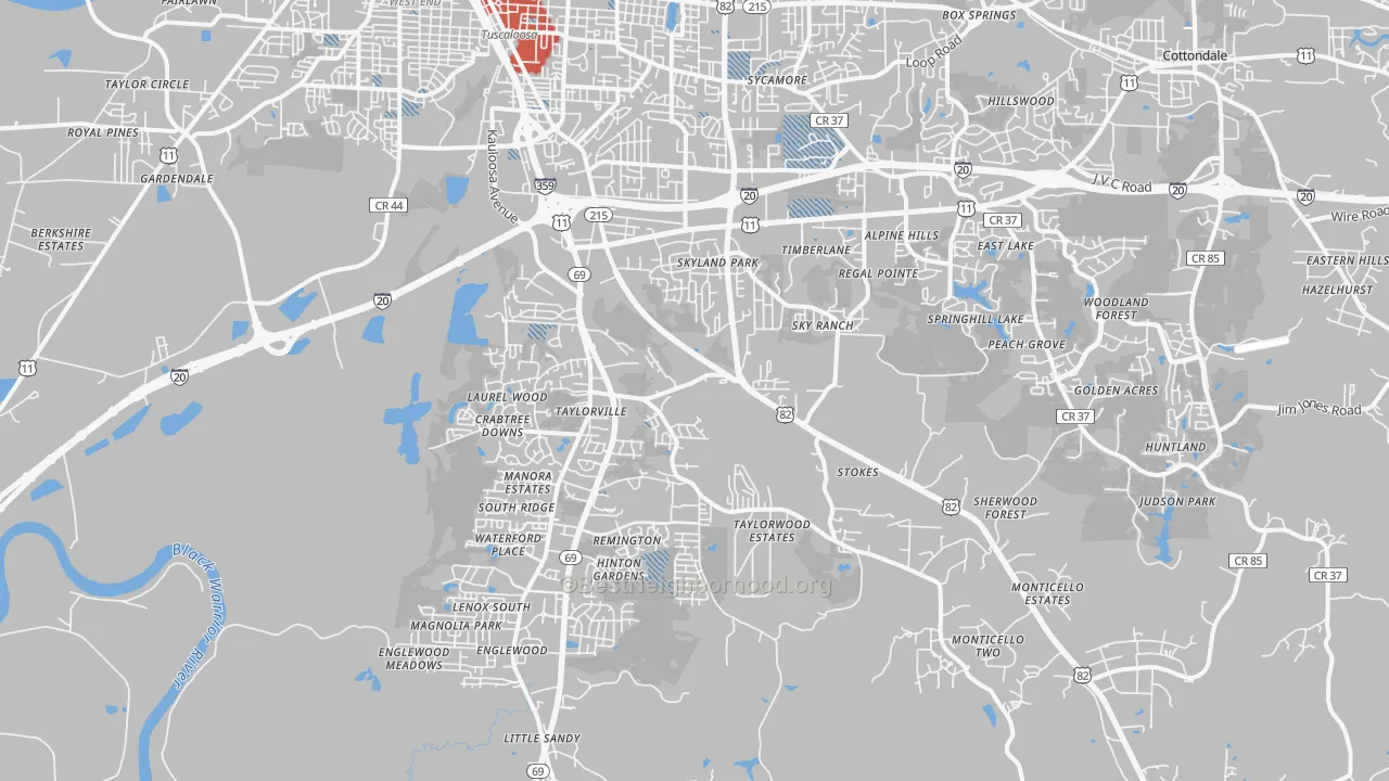 Transit Grade map of 35405, AL