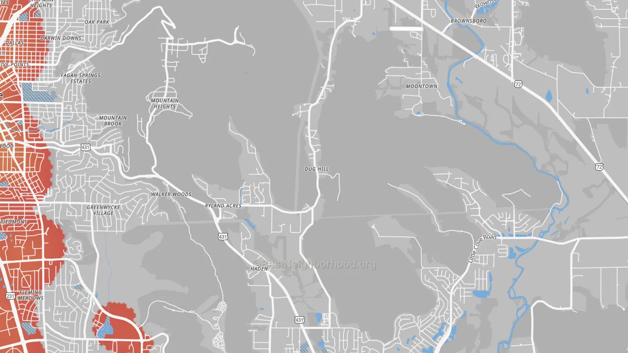 Transit Grade map of 35741, AL