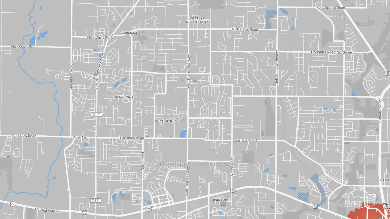 Transit Grade map of 35757, AL