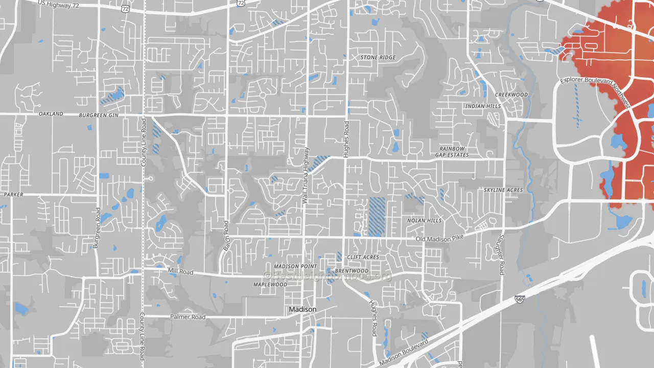 Transit Grade map of 35758, AL