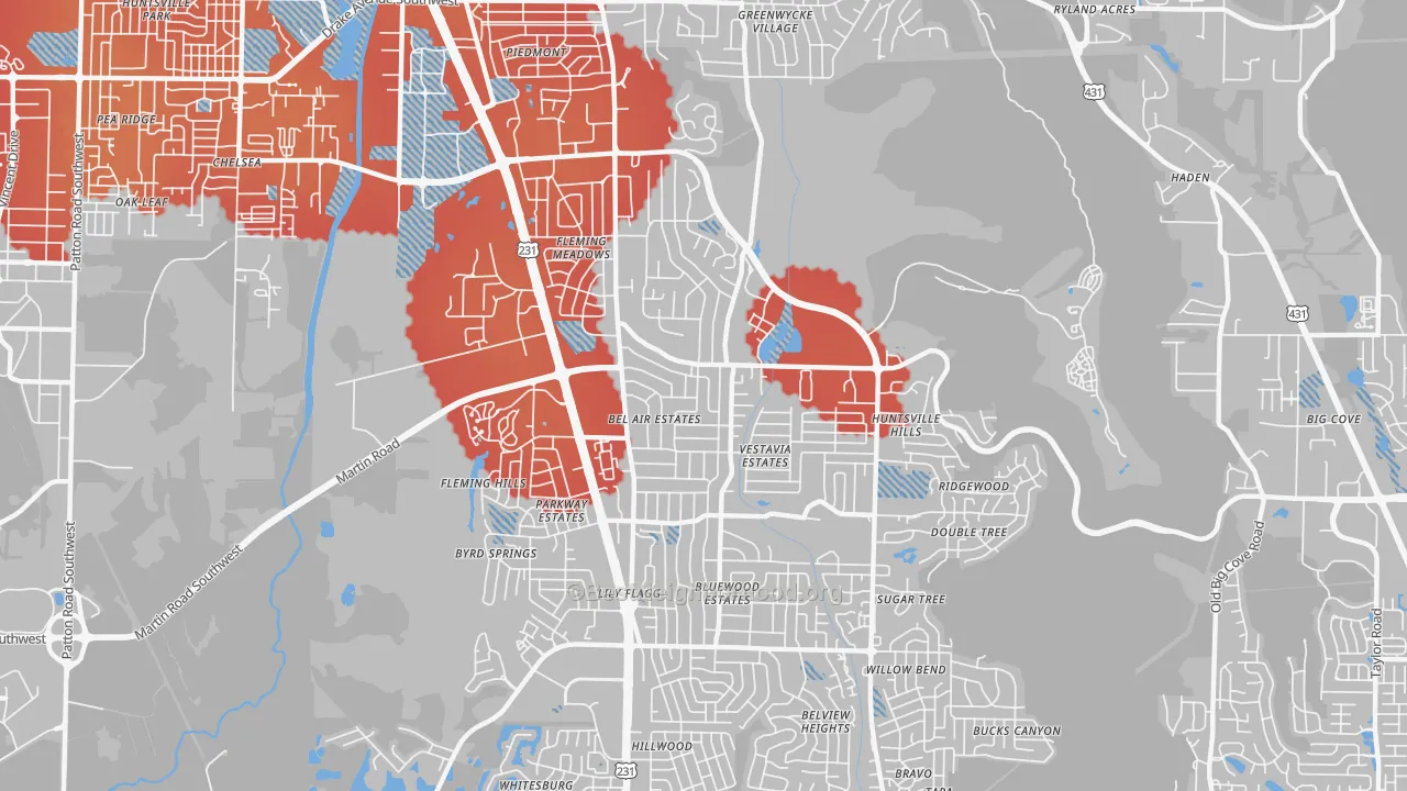 Transit Grade map of 35802, AL