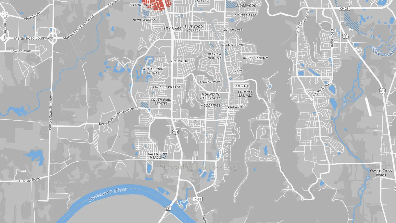 Transit Grade map of 35803, AL