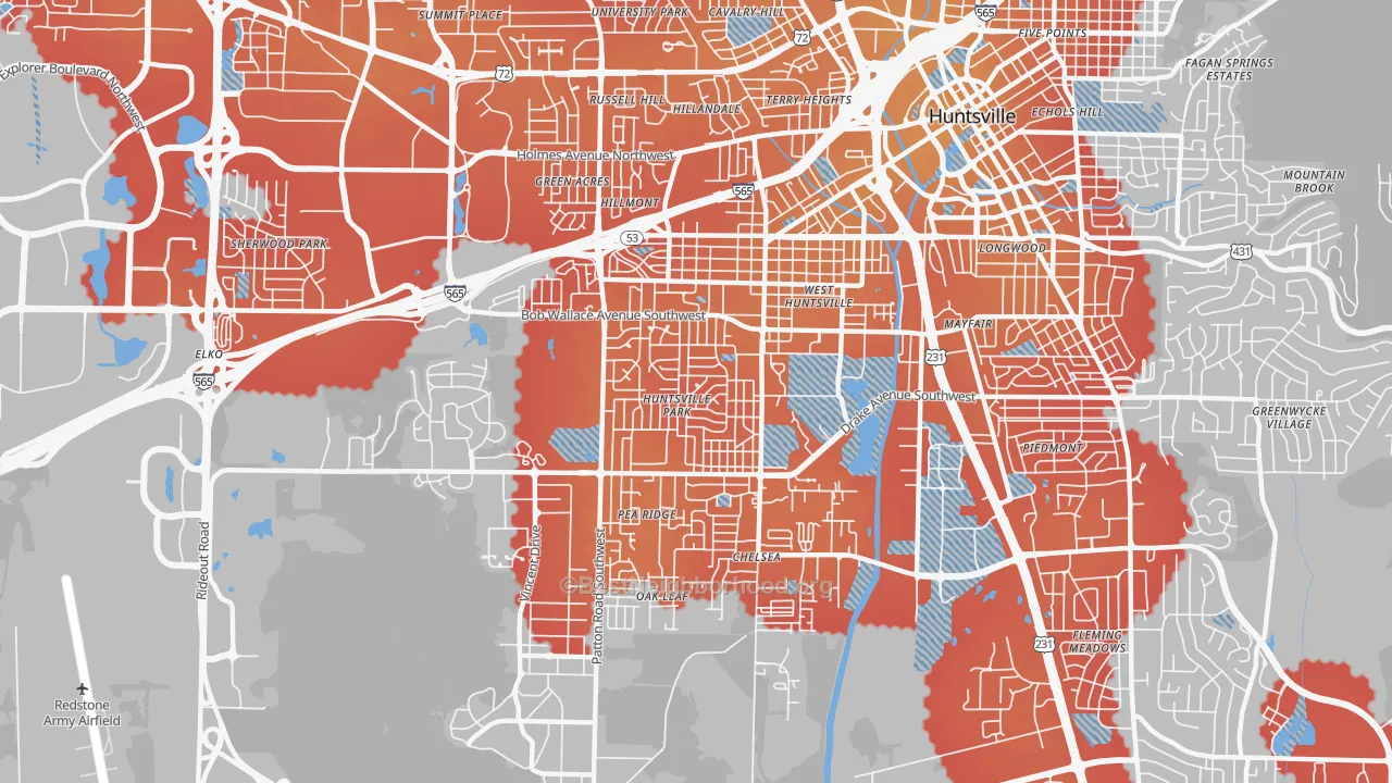 Transit Grade map of 35805, AL