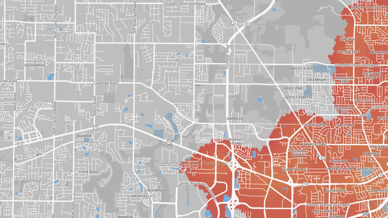 Transit Grade map of 35806, AL