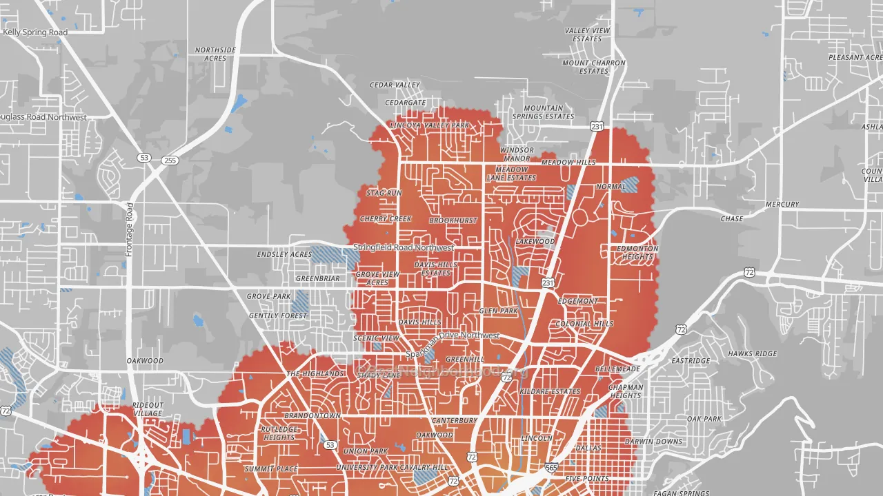 Transit Grade map of 35810, AL