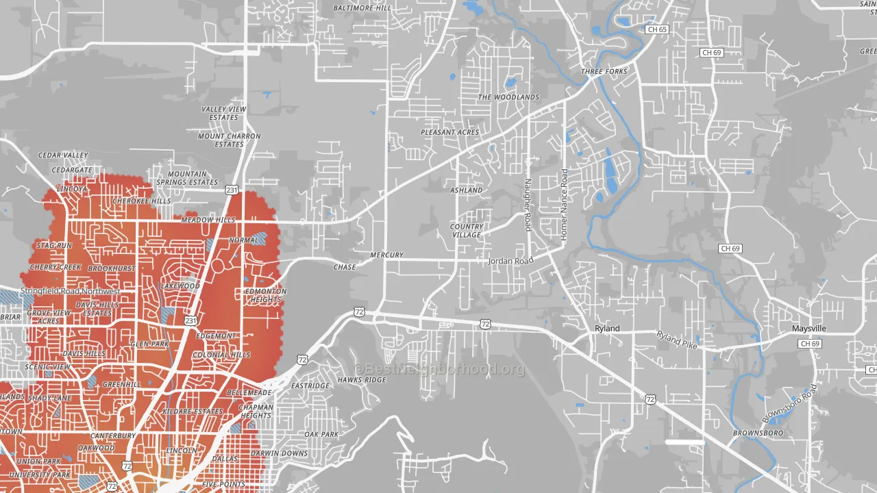 Transit Grade map of 35811, AL
