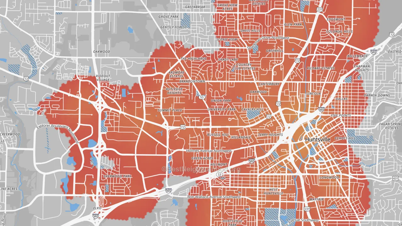 Transit Grade map of 35816, AL