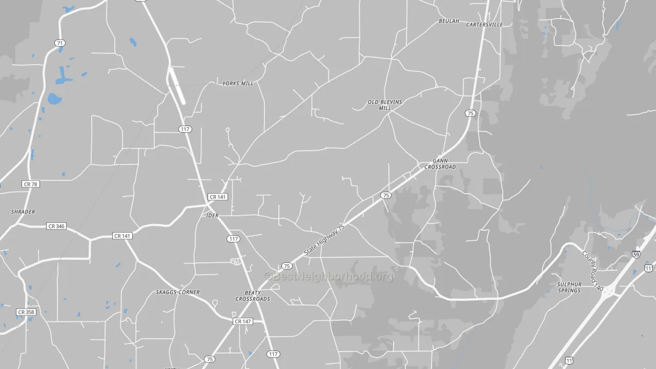 Transit Grade map of 35981, AL