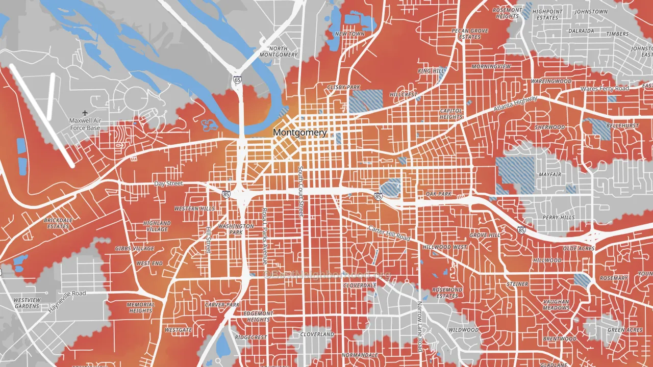 Transit Grade map of 36104, AL