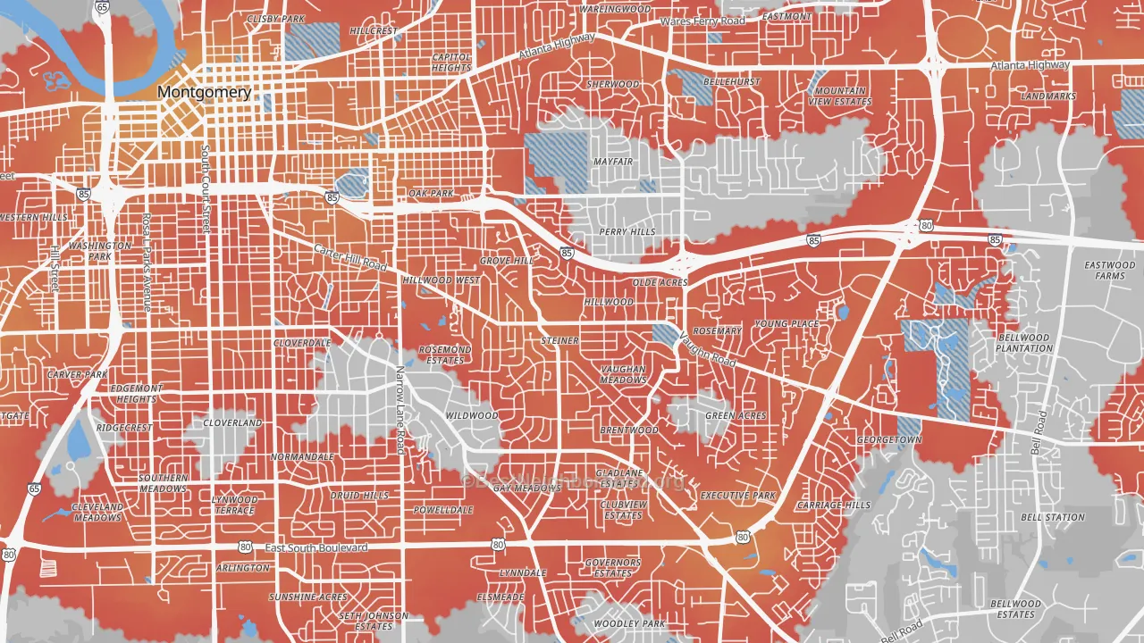 Transit Grade map of 36106, AL