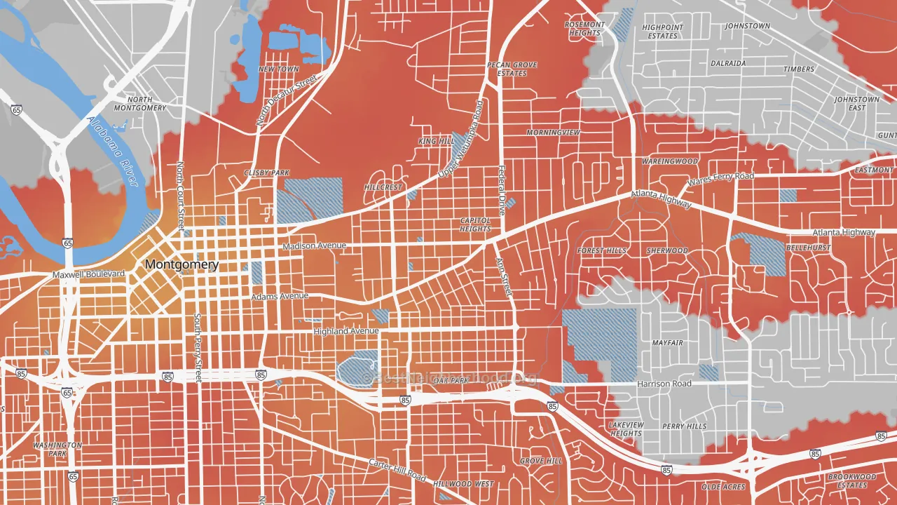 Transit Grade map of 36107, AL