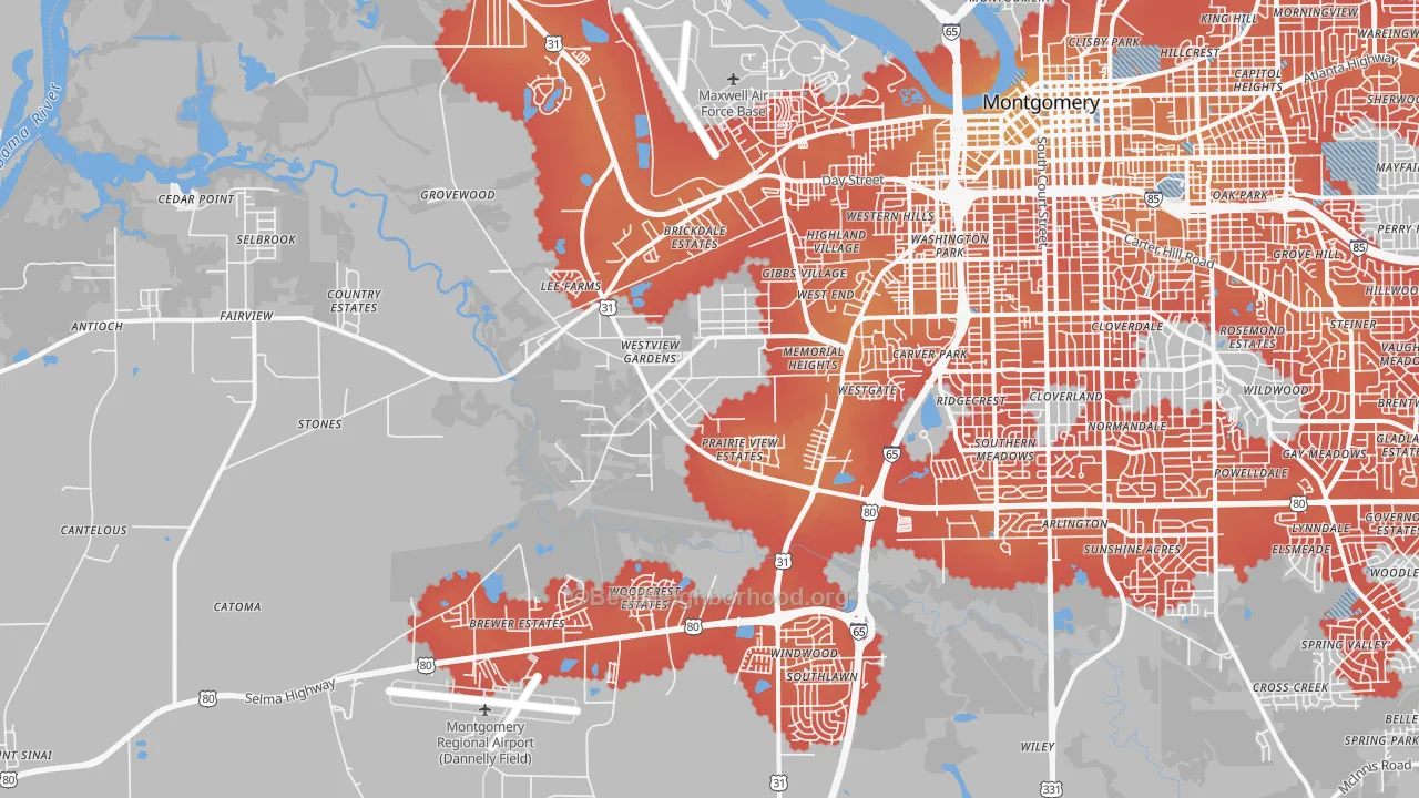 Transit Grade map of 36108, AL