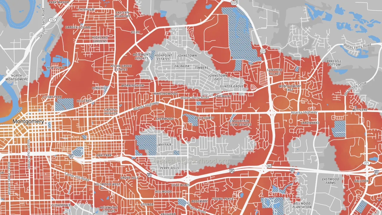 Transit Grade map of 36109, AL