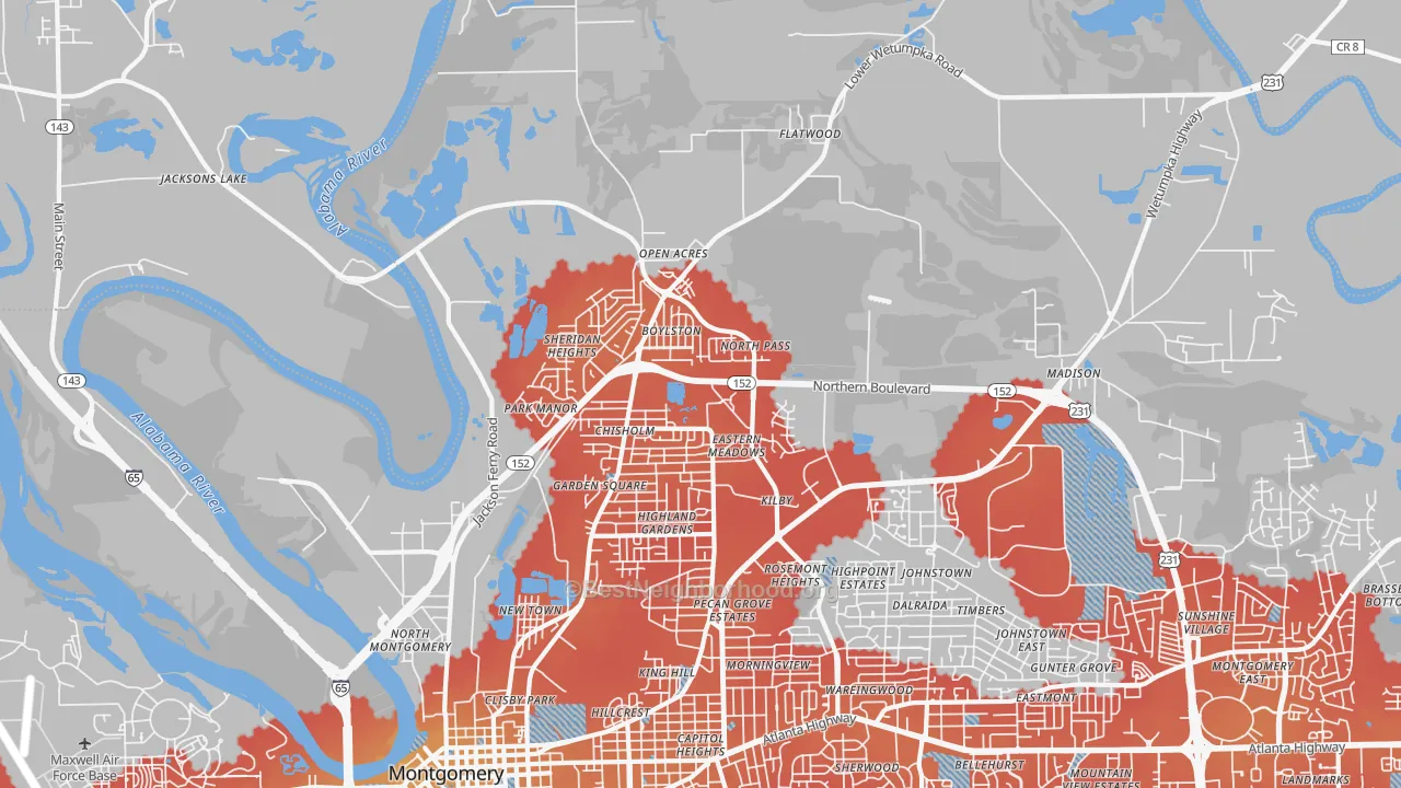 Transit Grade map of 36110, AL