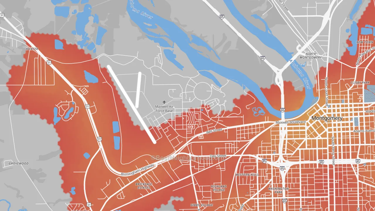 Transit Grade map of 36112, AL