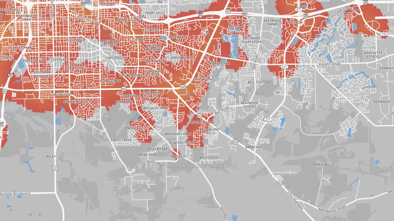 Transit Grade map of 36116, AL