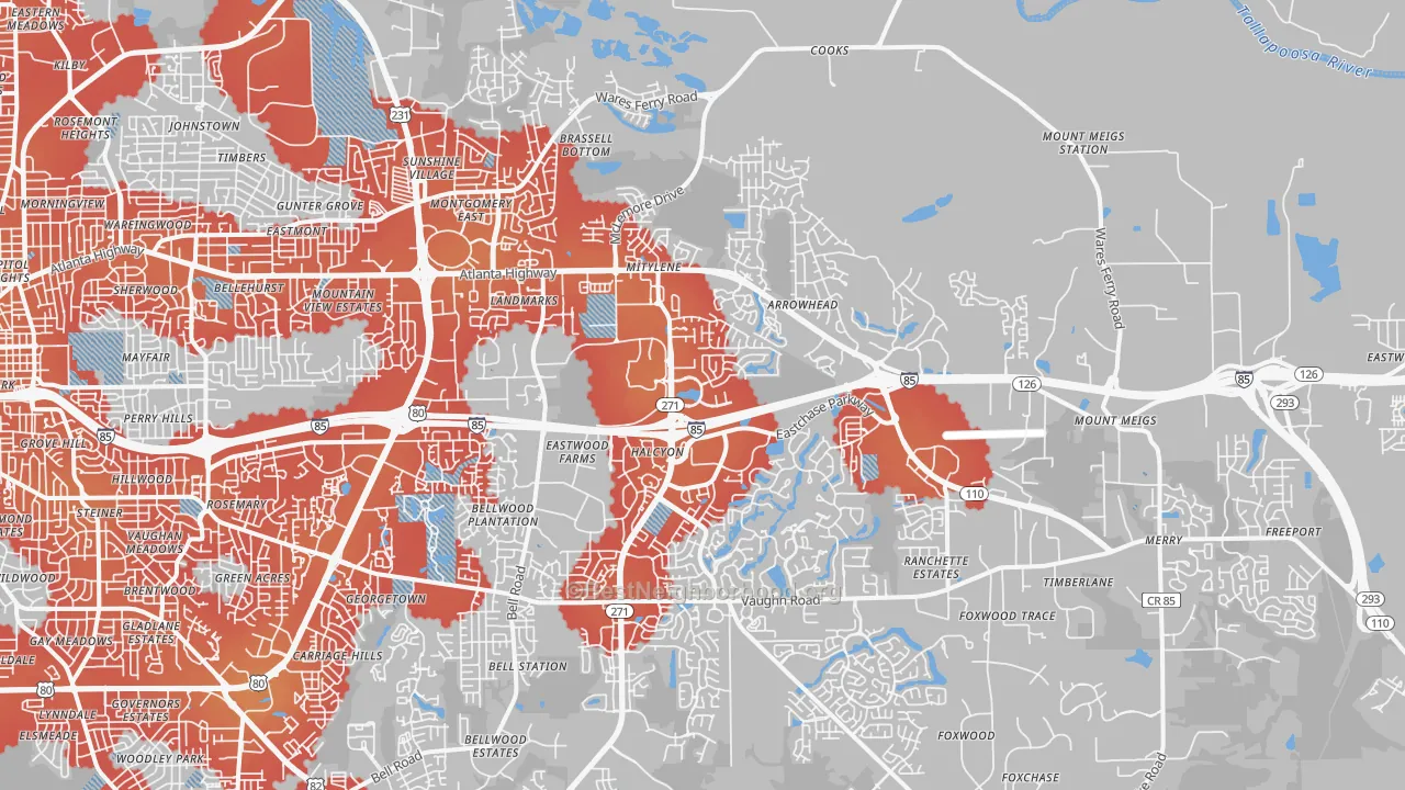 Transit Grade map of 36117, AL