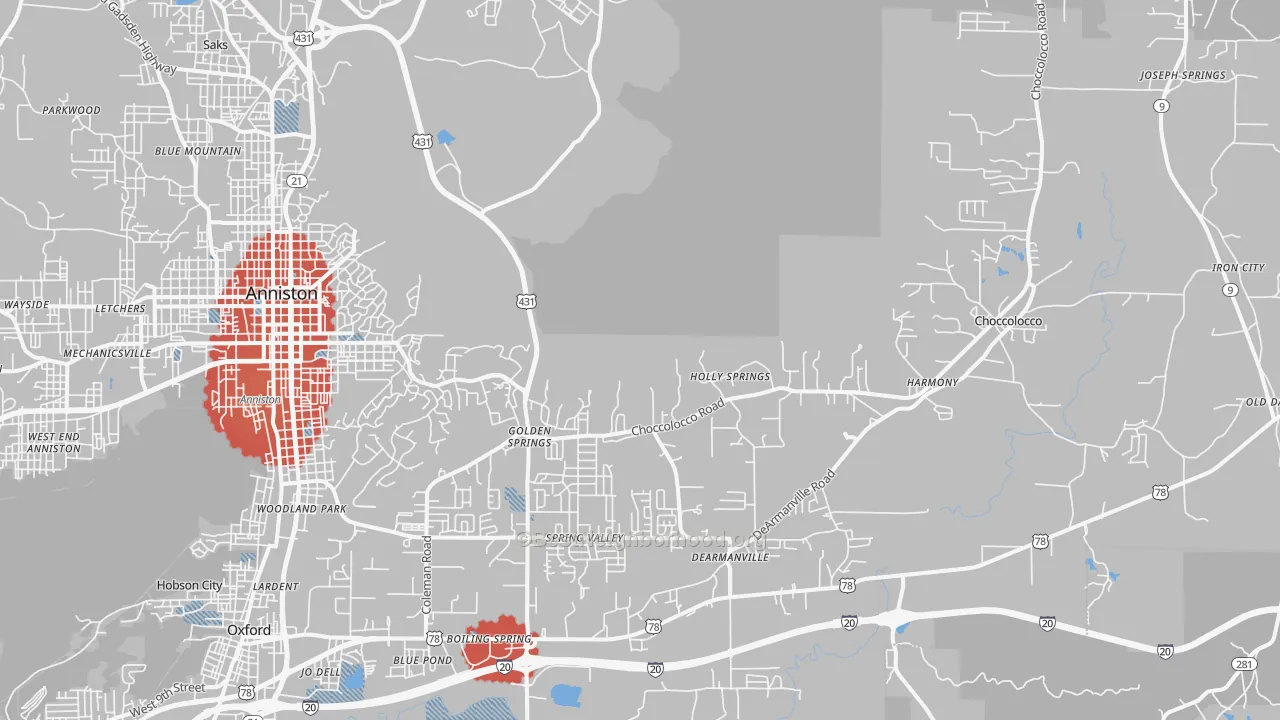 Transit Grade map of 36207, AL