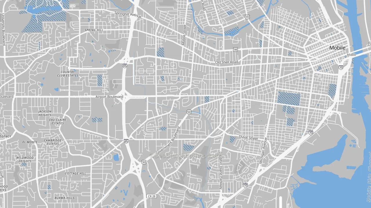 Transit Grade map of 36606, AL