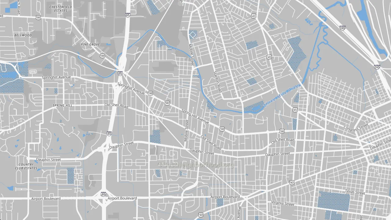 Transit Grade map of 36607, AL