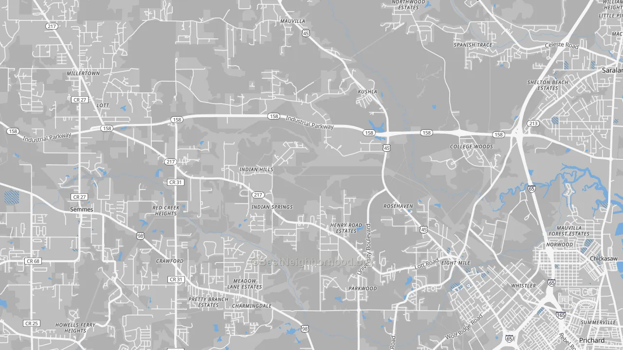 Transit Grade map of 36613, AL
