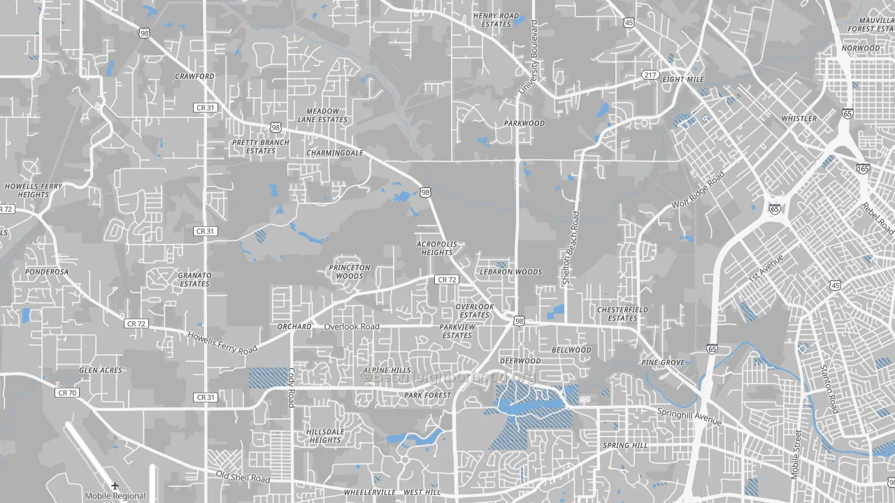 Transit Grade map of 36618, AL
