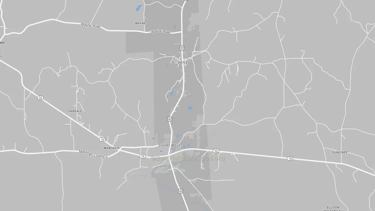 Transit Grade map of 36736, AL