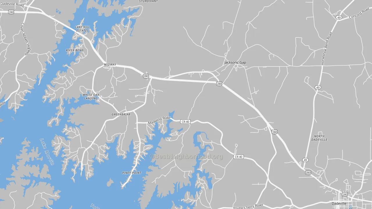 Transit Grade map of 36861, AL