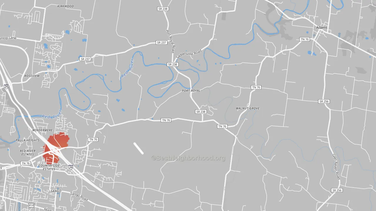 Transit Grade map of 37010, TN