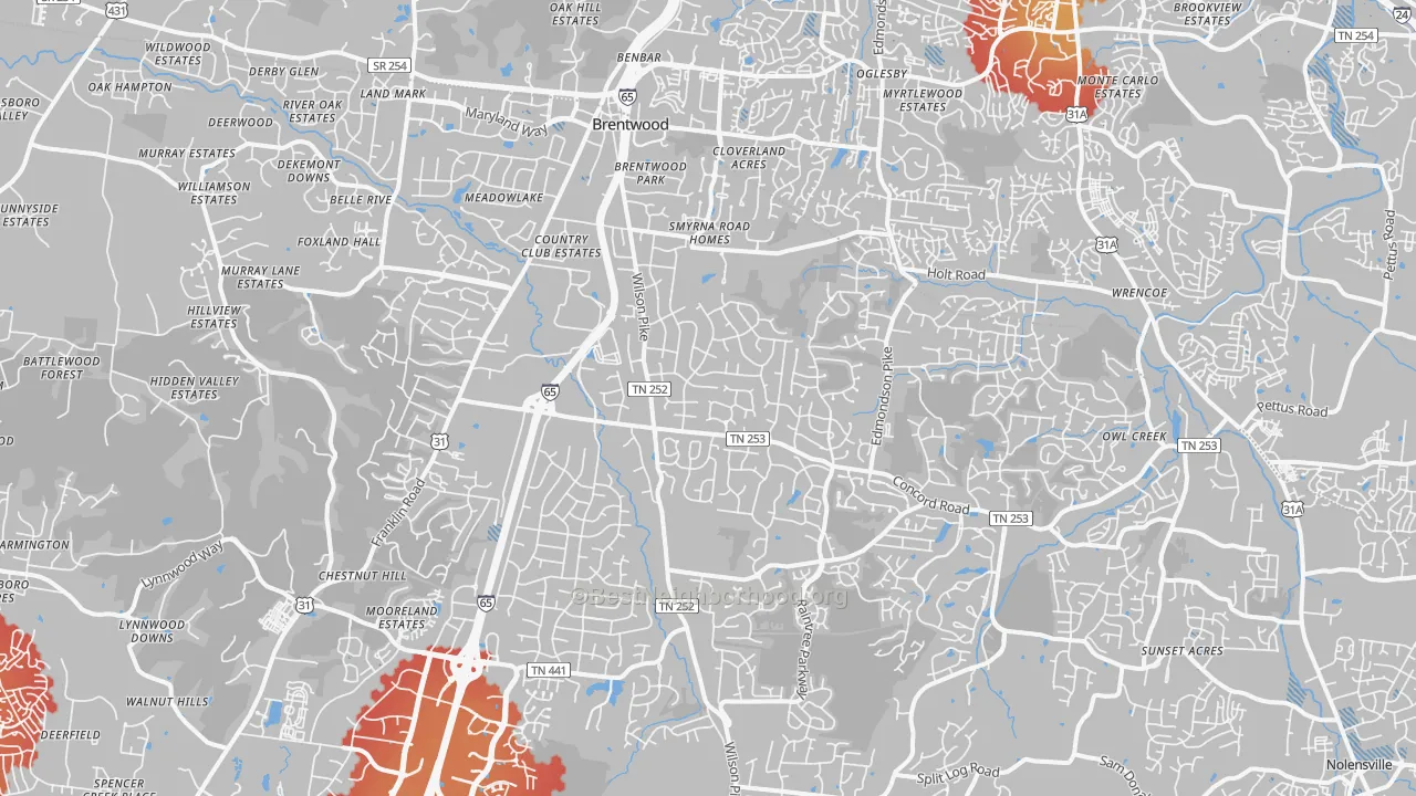 Transit Grade map of 37027, TN