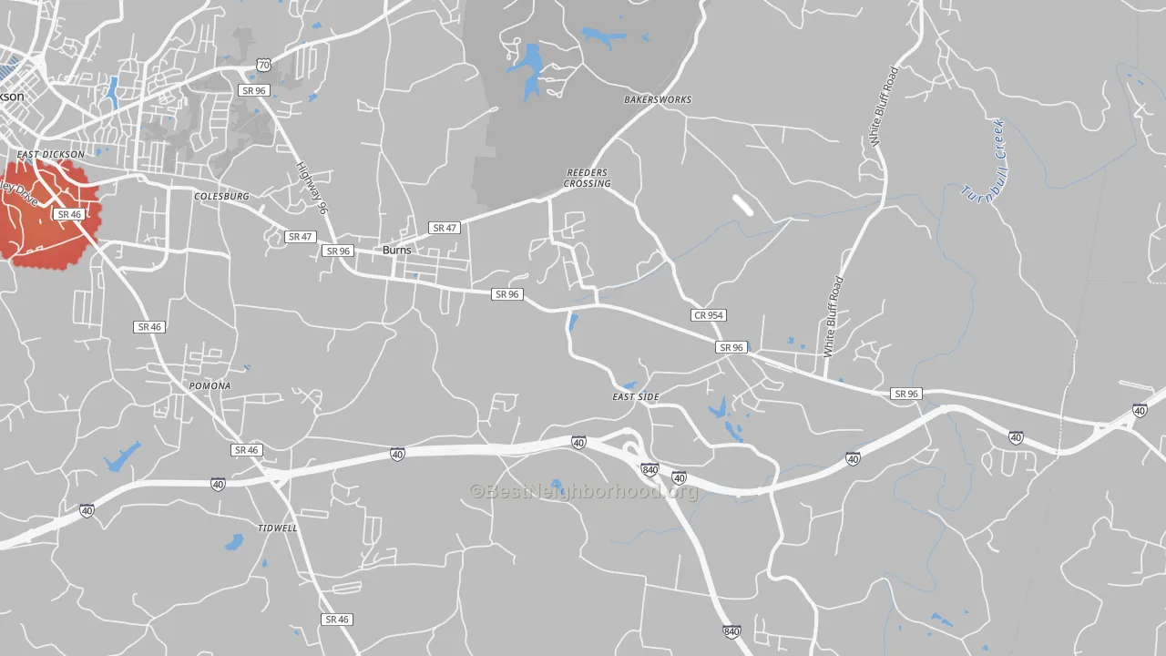 Transit Grade map of 37029, TN