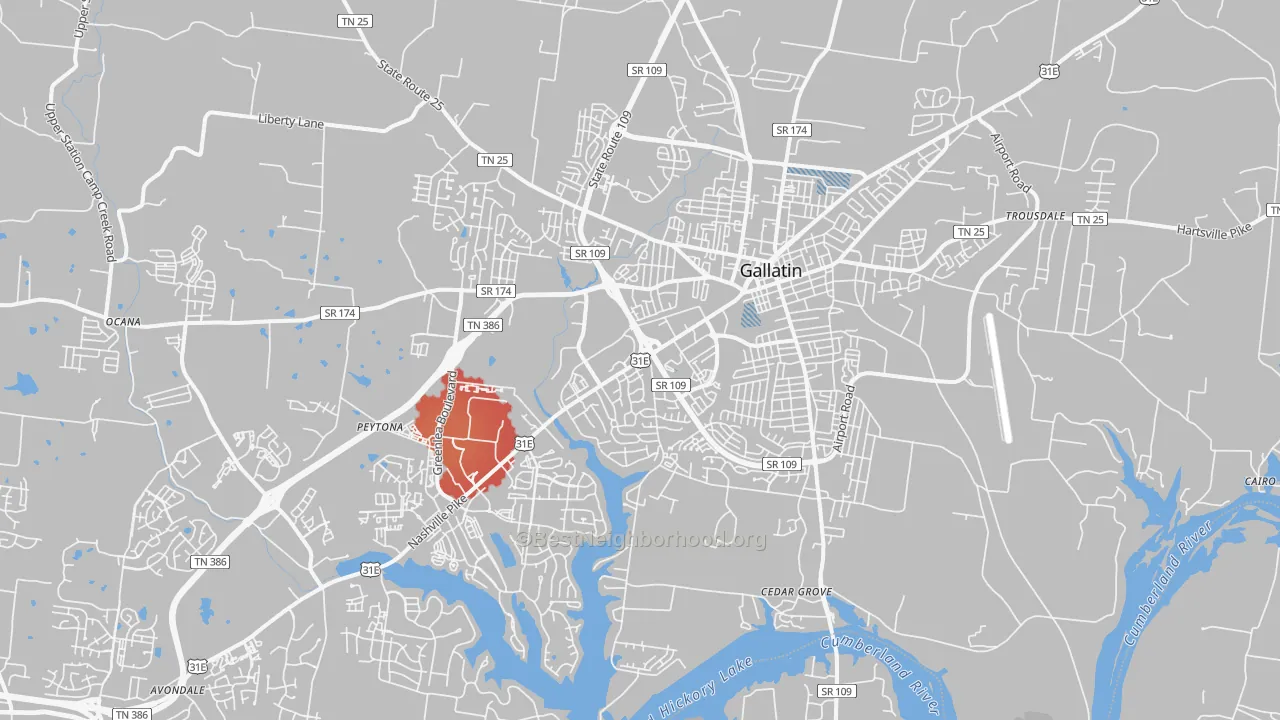 Transit Grade map of 37066, TN