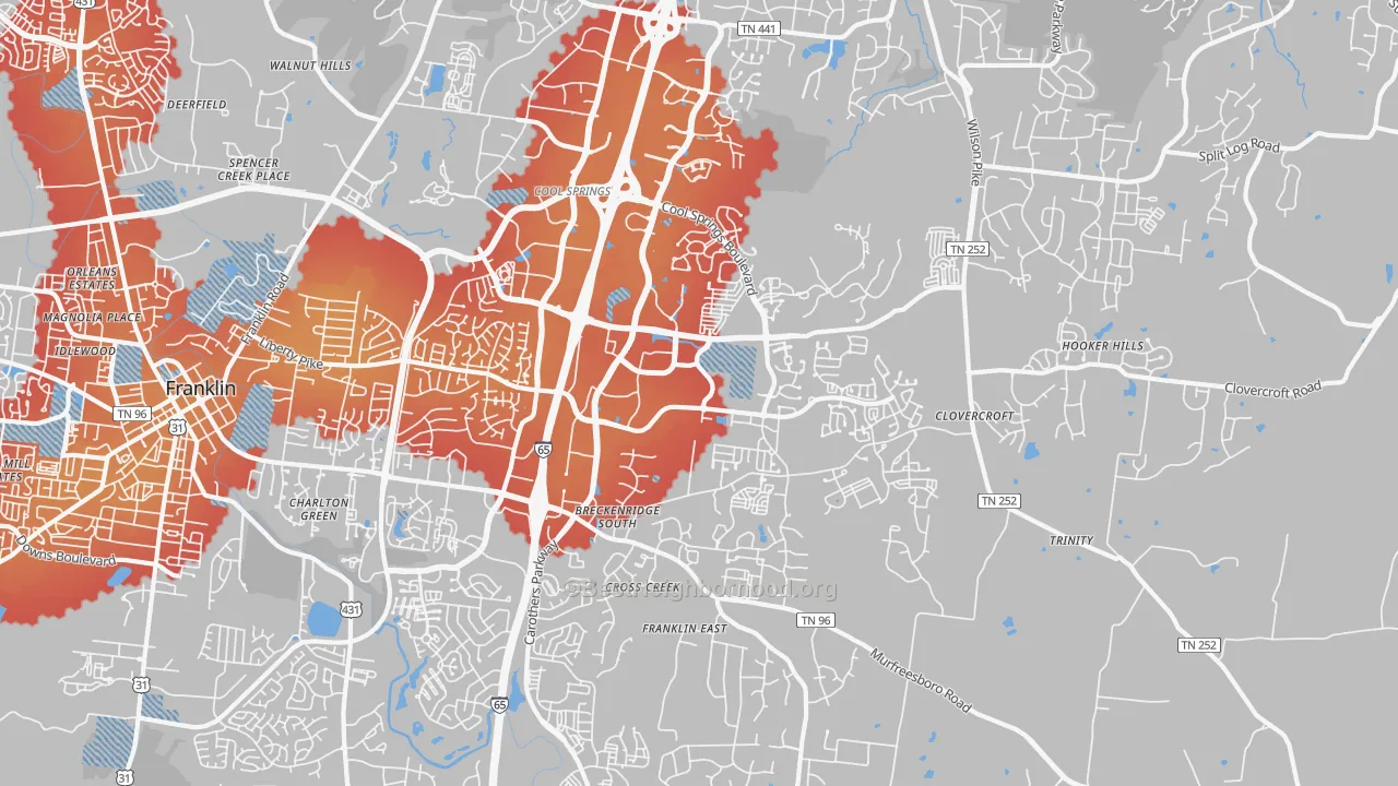 Transit Grade map of 37067, TN