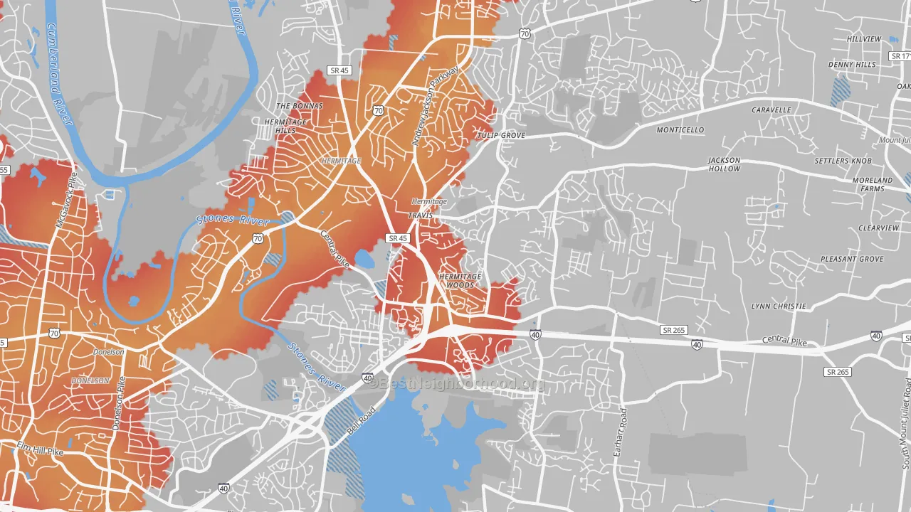 Transit Grade map of 37076, TN
