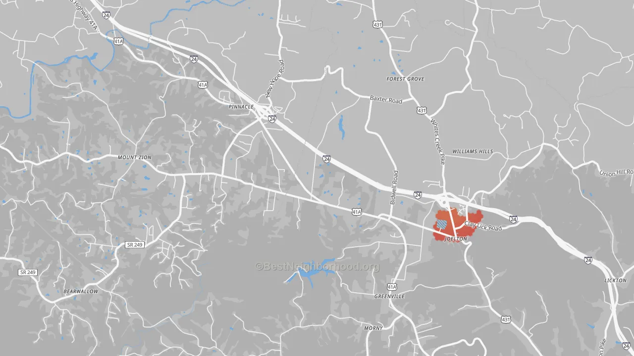 Transit Grade map of 37080, TN
