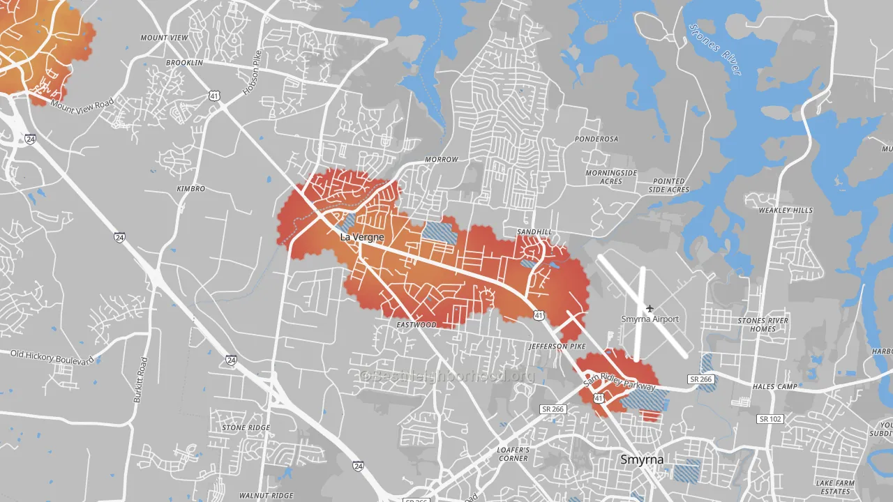 Transit Grade map of 37086, TN