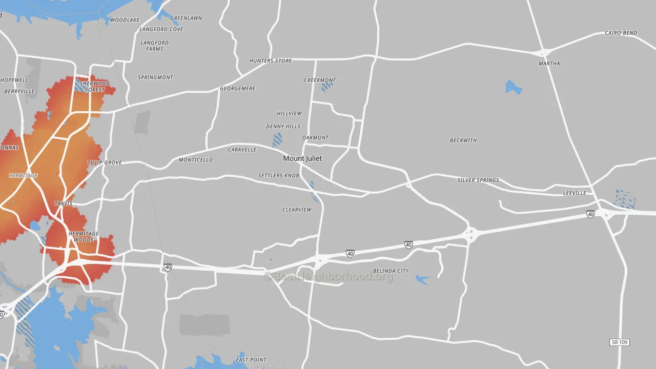 Transit Grade map of 37122, TN