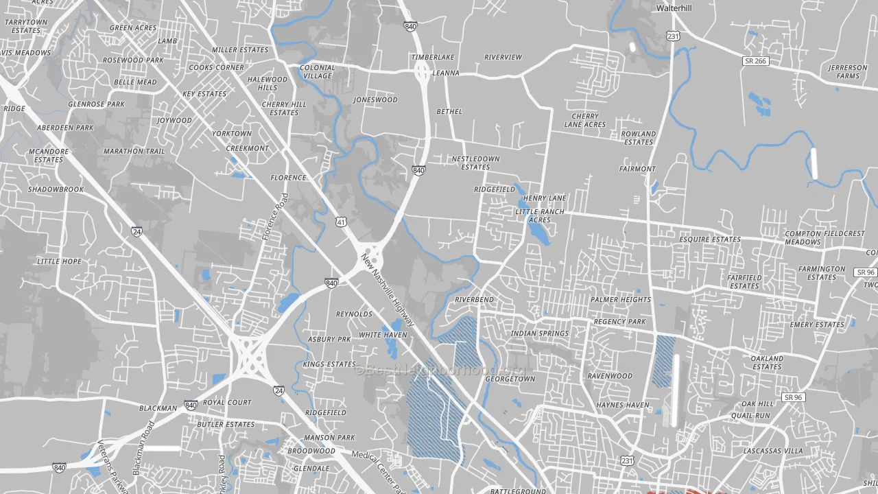 Transit Grade map of 37129, TN