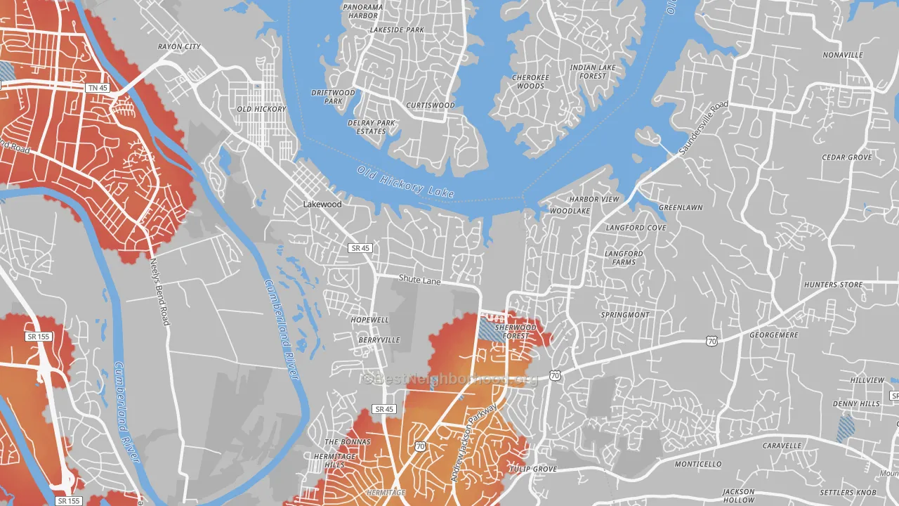 Transit Grade map of 37138, TN