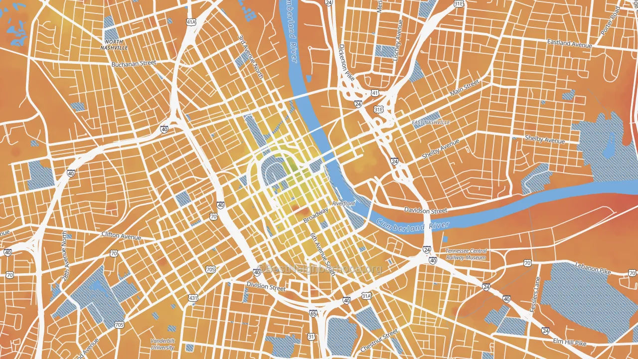 Transit Grade map of 37201, TN