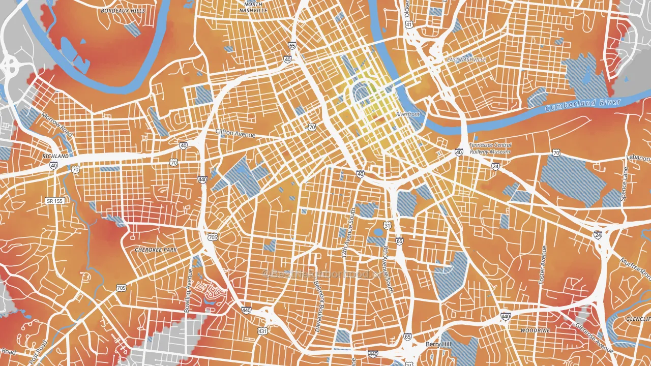 Transit Grade map of 37203, TN