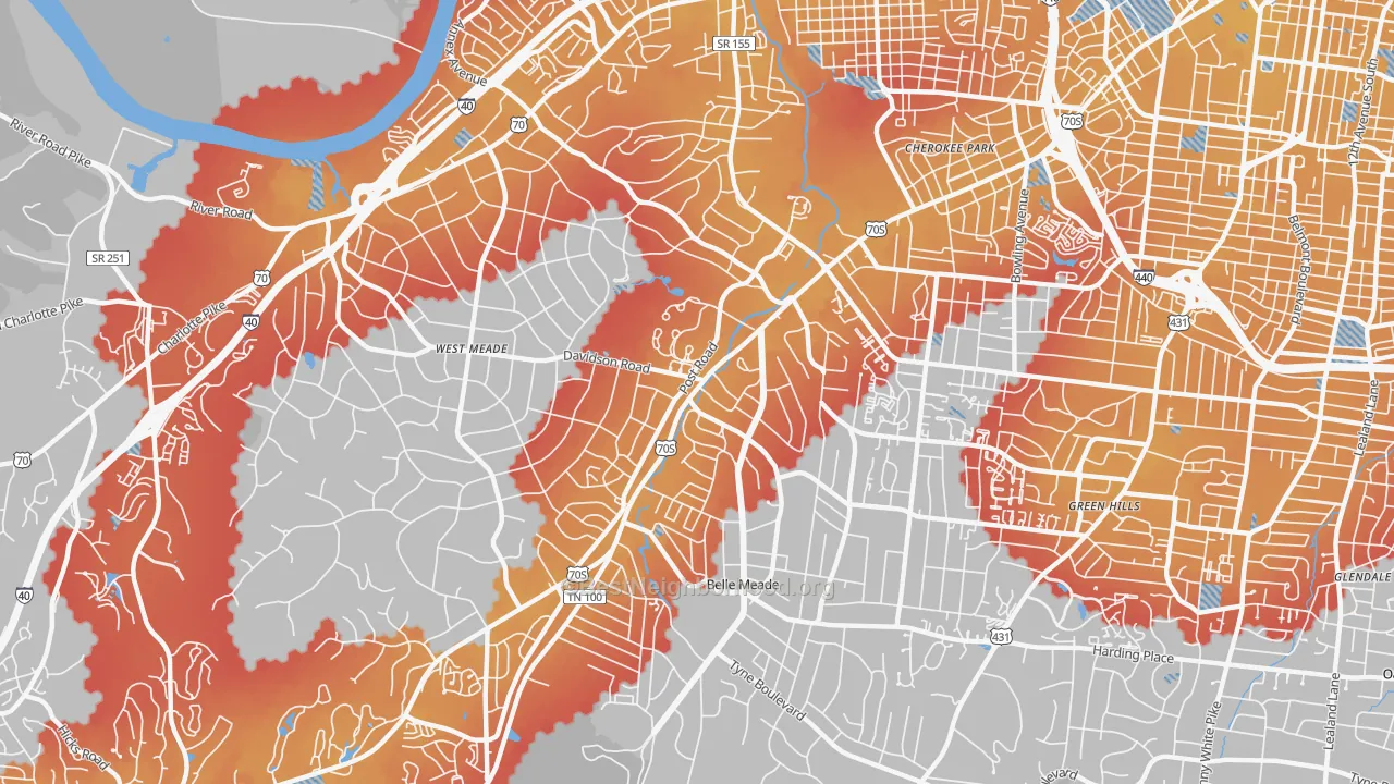 Transit Grade map of 37205, TN
